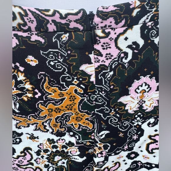 A.L.C. Tordi Abstract Floral Pleat 100% Silk Crepe Mini Dress Size 10 Tiered - Picture 9 of 13